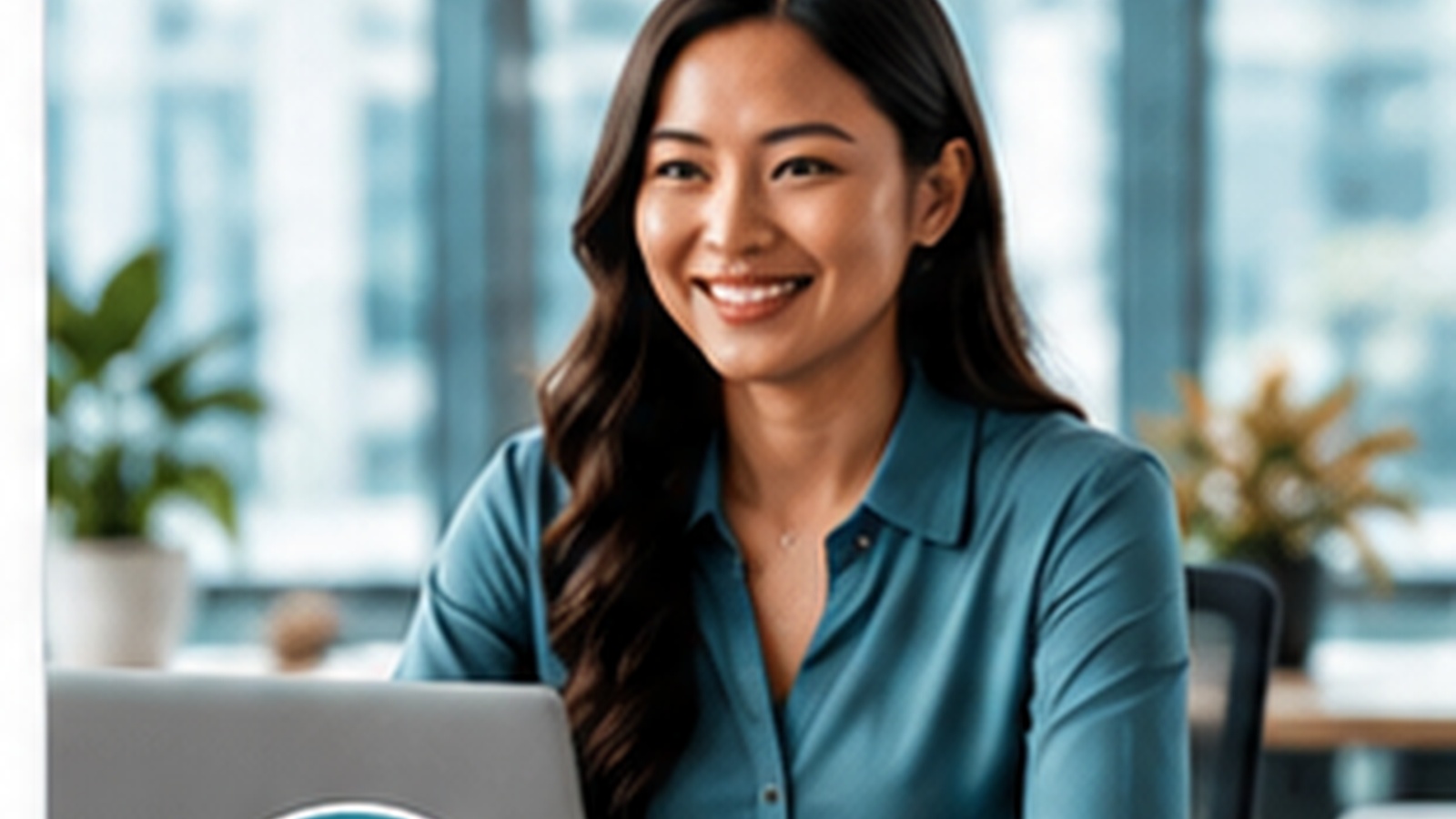Business professional working on a laptop