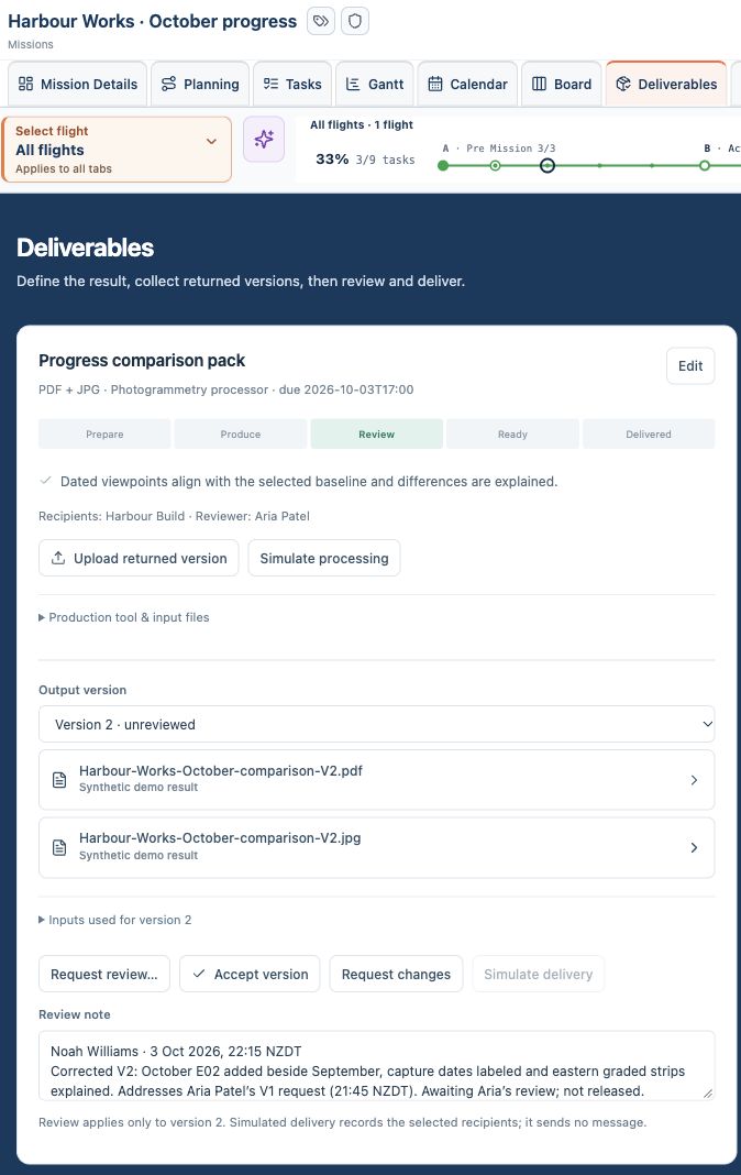 Corrected Harbour Works October comparison pack returned as a new version with its actual review state.